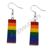 Rainbow Lego Block Earrings
